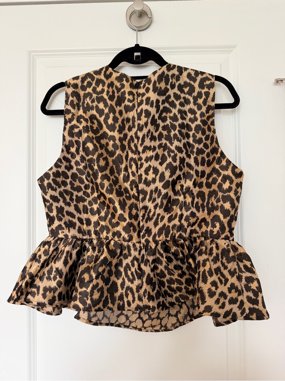 H&M Sleeveless Leopard Print Peplum Top - Tan/Black - Picture 8 of 9